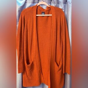 GAP Women's Bold Orange Open Cardigan